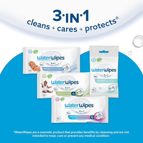 Sensitive+ Newborn & Baby Wipes, 3-In-1 Cleans, Cares, Protects, 99.9% Water, Un - Picture 7 of 12