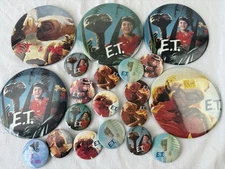 HUGE LOT OF 20 Vintage 1980s E.T.  ET The Extra Terrestrial Pin Pinback Buttons