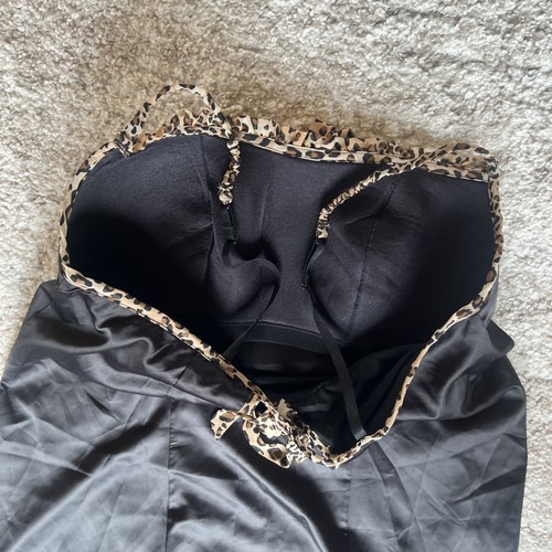 Cacique black cheetah print mini dress night gown size 14/16 - Picture 6 of 6