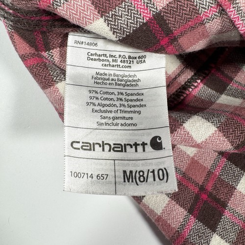 Carhartt Pink Relaxed Fit Long Sleeve Flannel Plaid Check Shirt Medium Women's - Picture 8 of 10