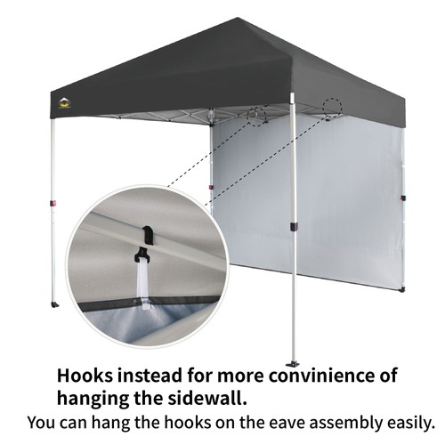 CROWN SHADES 8x8 Ft Pop Up Canopy w/ Sidewall & 1 Push Center Lock, Grey (Used) - Picture 4 of 6