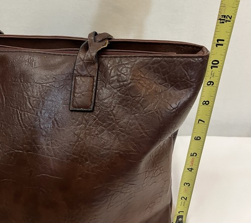 Weimeibaige Dark Brown Vegan Leather Large Tote Shoulder Bag Braided Handles - Picture 8 of 14
