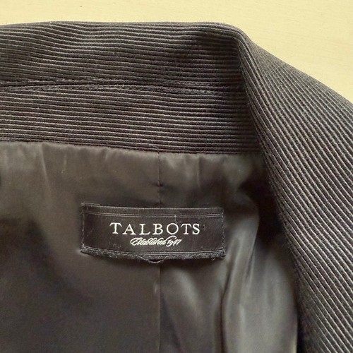 Talbots 14 The Grace Fit Zweireiher Ripp Blazer Sakko Baumwolle Seide Schwarz - Bild 3 von 12
