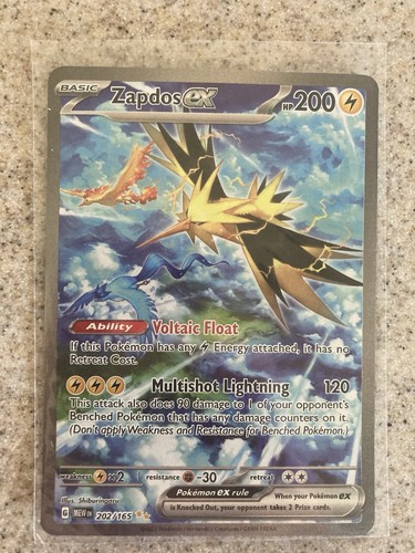 Tarjeta Holo Pokémon Zapdos EX TCG Serie 202/165 Escarlata y Violeta 151 - Imagen 1 de 2