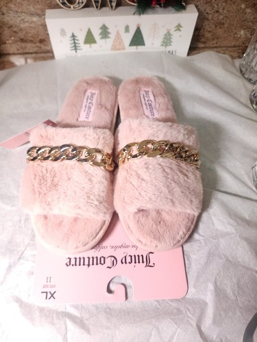 Juicy Couture Women's Sherpa Faux Fur Slippers. Juicy Couture Slippers Pink - Picture 3 of 6