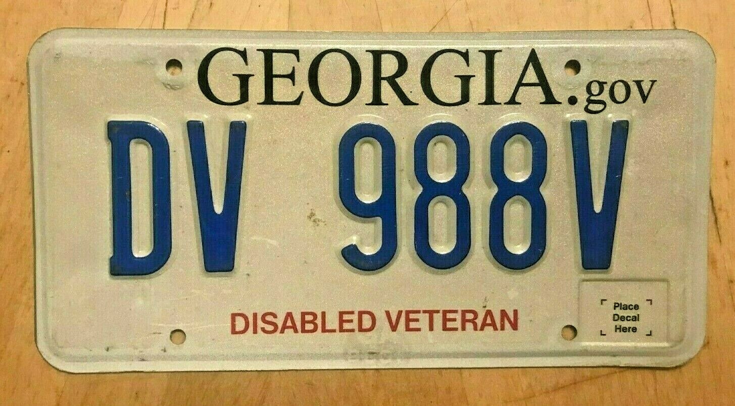 DISABLED VETERAN LICENSE PLATE " DV 988 V " GA eBay