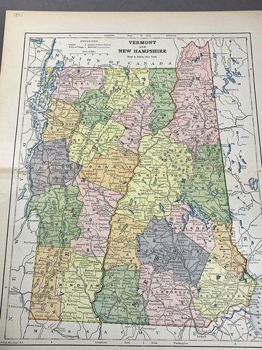 Antique 1891 Vermont & New Hampshire County Atlas Map Old Original - Picture 8 of 11