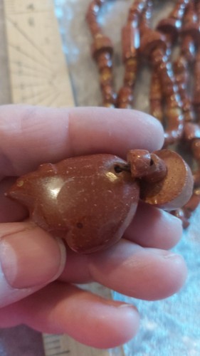 Vintage Native American klobige Pipestone Fetisch Bär drei Stangen Halskette - Bild 15 von 19