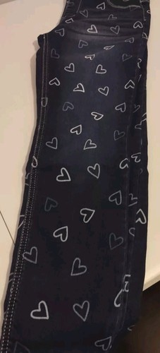 Wonder Nation Girls Blu Denim Jeggings hearts sz XXL (18) Stretch Elastic Waist - Picture 2 of 6
