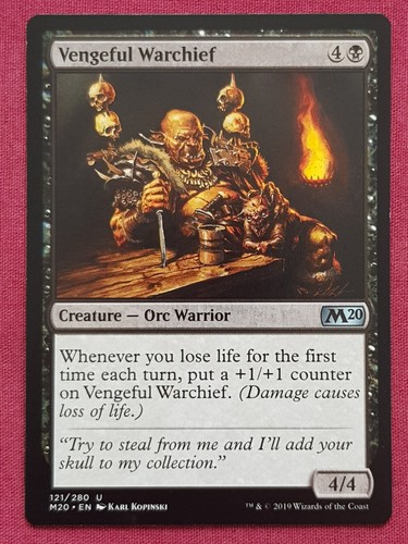 Magic The Gathering 2020 CORE SET M20 VENGEFUL WARCHIEF black card MTG - Foto 1 di 2