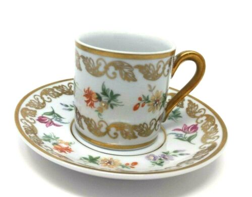 6 Stck. PM Martinroda Demitasse Tasse & Untertassen - Gold & handbemalte Blumen - Bild 2 von 10