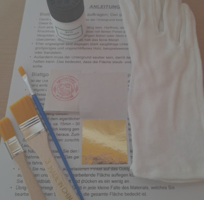 24 Karat Blattgold Set Anlegeset 30 x Blatt Gold 24K. auf Base Kleber Pinsel...