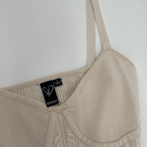 Windsor Bodycon Kleid Damen Small Oatmeal Open Back Stretch Boho Cottagecore - Bild 4 von 8