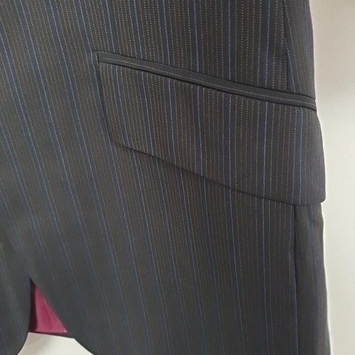 Ted Baker Endurance Suit Jacket Black w/ Blue Stripe 100% Virgin Wool Size - 38R - Picture 7 of 20