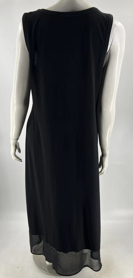 Maxi Vestido Notations Talla Grande Negro Rosa Azul Lentejuelas Cuentas Escote Sin Mangas Foto 4 de 4