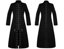 Men's Gothic Long Coat with Metal Clasp - Victorian Steampunk Trench Jacket