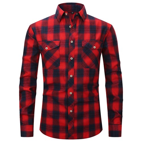 Mens Long Sleeve Check Shirts Lumberjack Work Casual Flannel Shirt Size S – 2XL - Picture 14 of 28