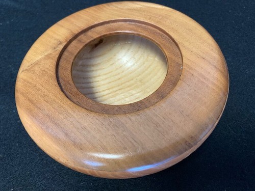 Wooden bowl, handcrafted by Phil Newport, Ohio? w/pewter floral lid, lovely 2005 - Picture 4 of 9