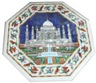 18" Marble table semi precious stones taj mahal inlay handcrafted work