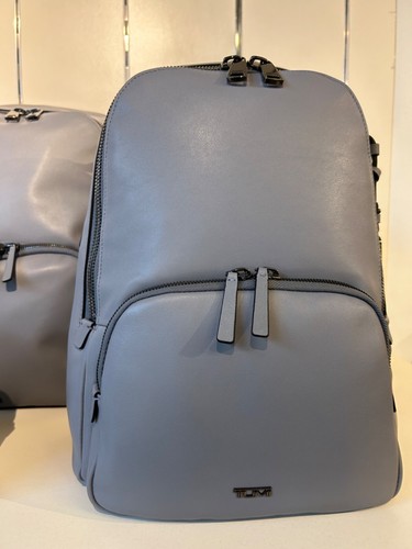 NEW Tumi Voyageur HANNAH 14.25” LEATHER Laptop Backpack - PEARL GREY - Picture 6 of 8