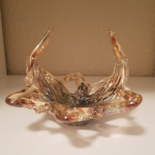 Vetro Eseguito Murano Kunstglas Schale/Aschenbecher/Korbschale gold irisierend - Bild 3 von 5