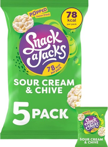 Snack a Jacks Crispy Sour Cream and Chive, Green 19g 5 Pack- FREE NEXT DAY✅-