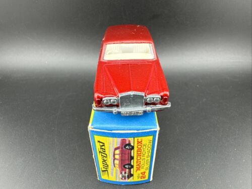1973 Vintage Matchbox #24 RED ROLLS ROYCE SILVER SHADOW Original Box GREEN BASE - Picture 2 of 8
