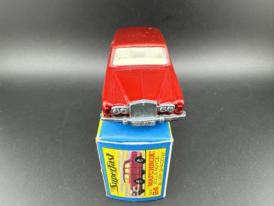 1973 Vintage Matchbox #24 RED ROLLS ROYCE SILVER SHADOW Original Box GREEN BASE - Image 2 of 4