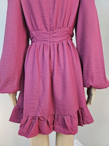 Tularosa Womens Dress Small Jordan Magenta Ballon Sleeve Ruffle Hem - Picture 3 of 13