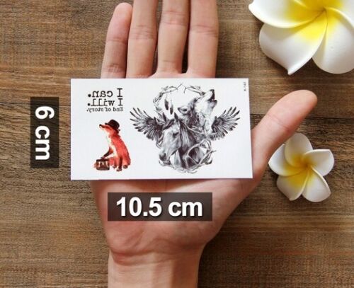 Flash Einmal Temporary Klebe Tattoo Fuchs Wolf Pferd Party Geschenk Strand - Bild 2 von 3