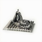 3-Piece Platinum Ceramic Plate with Decorative Fruit Center Piece Table Decor