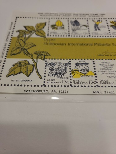 Upper Slobbovian Intl Philatelic Exhib Wilkinsburg PA 1979 Souvenir Label - Picture 2 of 4