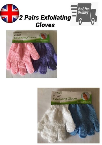 Exfoliating Bath Gloves Shower Face Skin Leg Body Wash Massage Scrub Clean 2Pair - Picture 1 of 3