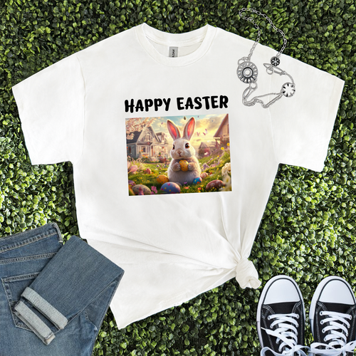 Easter Bunny Happy Easter T-Shirt Women, Men Graphic Design Unisex T-Shirt Tee - Picture 3 of 12