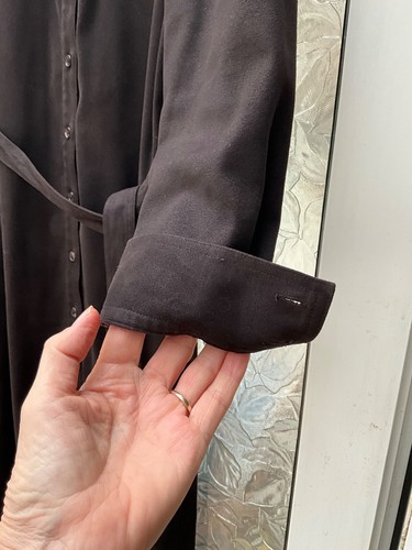 JAEGER BROWN FULLY LINED SUEDE EFFECT SHIRT DRESS LONG SLEEVES SIZE 12 VGC - Picture 3 of 8