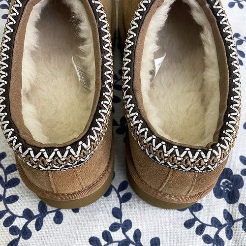 UGG Tasman Wool Platform Chestnut Suede Leather Women's Narrower Slippers US6-11 - Picture 8 of 12