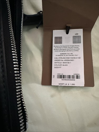 Auth. NEW BURBERRY UNI Men Black STIRLING EMBOSSED Check Leather Travel Tote Bag - Picture 11 of 13