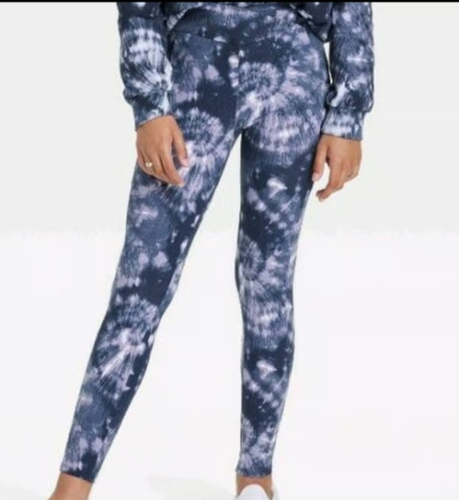 Girls' V-Waist Pocket Leggings - art class™ Navy Tie-Dye L - Picture 1 of 4