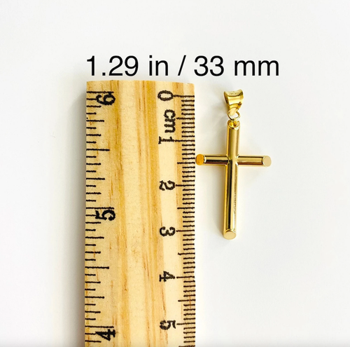 14K Echt Gelbgold Schlicht Poliert Kreuz Anhänger - Unisex Kruzifix Charm - PT0882 - Bild 13 von 16