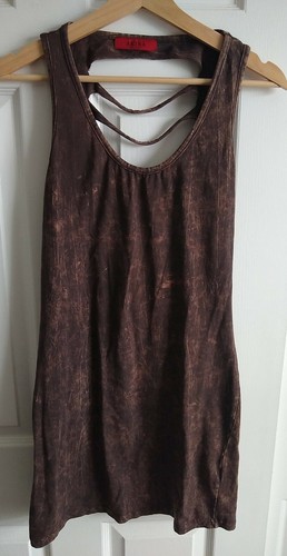 Akira Chicago Size L Brown Tie Dye Distressed Mini Dress Tunic 