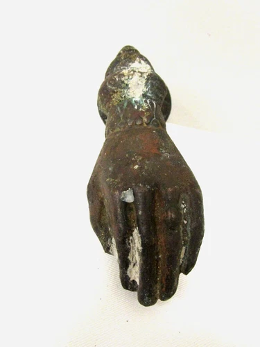 Antique 1920's Victorian Cast Iron Hand and Ball Door Knocker