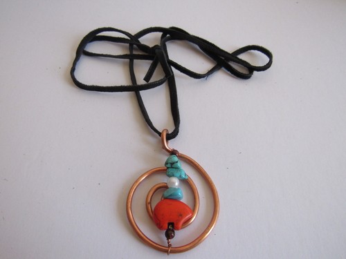 Kupfer Kreis des Lebens Anhänger Halskette Tribal Schmuck Leder N4297 - Bild 3 von 4