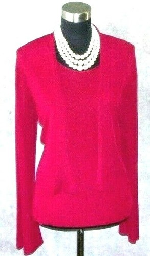 Eileen Fisher Top Gr. M Strickpullover burgunderrot vorne zum Binden Glockenärmel Cardigan 8 10 - Bild 3 von 10