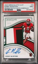 2023 Immaculate Collegiate Rookie Patch Auto Kenny McIntosh #/13 Emerald PSA 9
