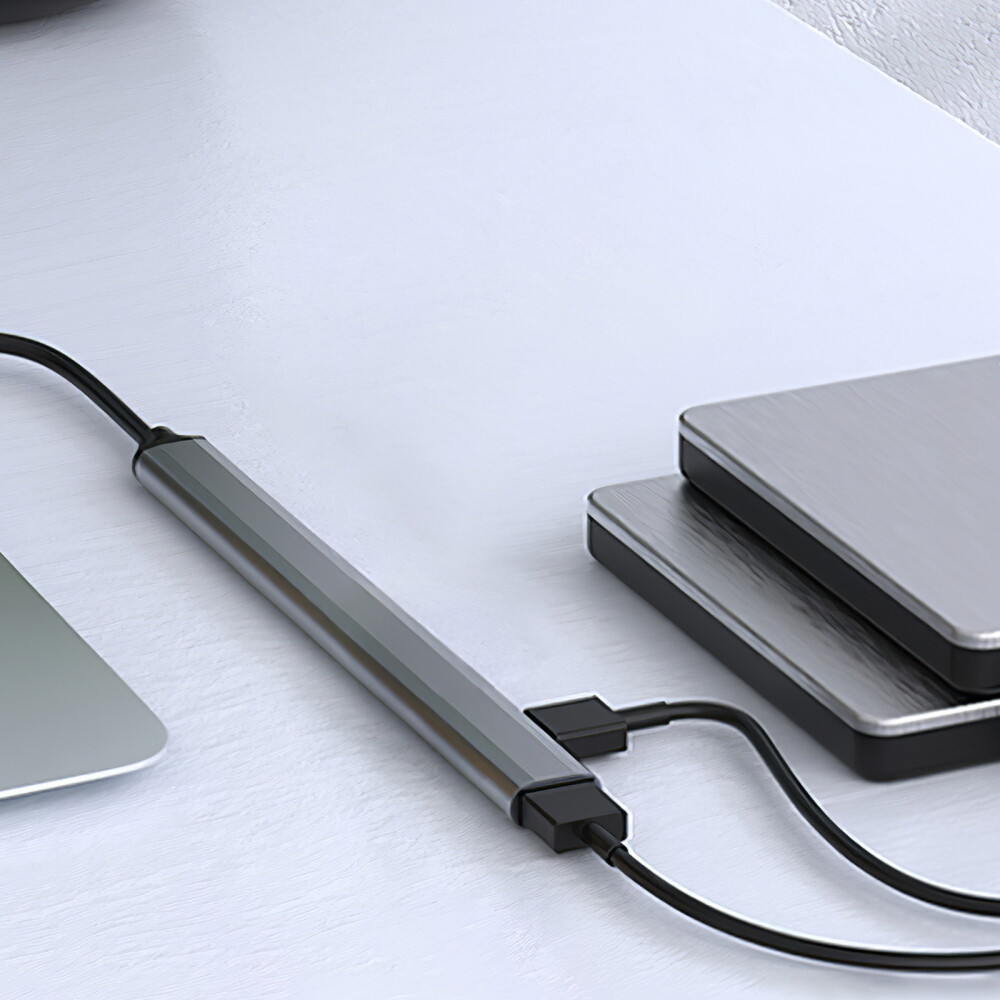Multi USB Port Hub Adapter with Extension for Laptop-image