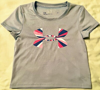 New Baby/ Toddler Girl s Under Armour UA Blue & Pink Logo Shirt Active Top SZ 2T