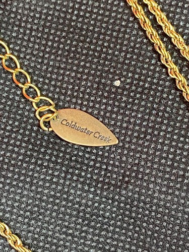 Collar de cadena de oro antiguo de doble hilo Coldwater Creek y colgante de cabujón azul - Imagen 13 de 21