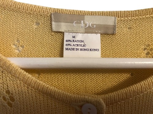 Vintage 80's Yellow Rayon Blend Long Sleeve Button Front Cardigan Size M - Picture 7 of 7