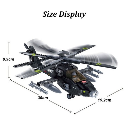 Building Blocks MOC Military Armed US Attack Helicopter Brick Model Kids DIY Toy - Picture 2 of 8