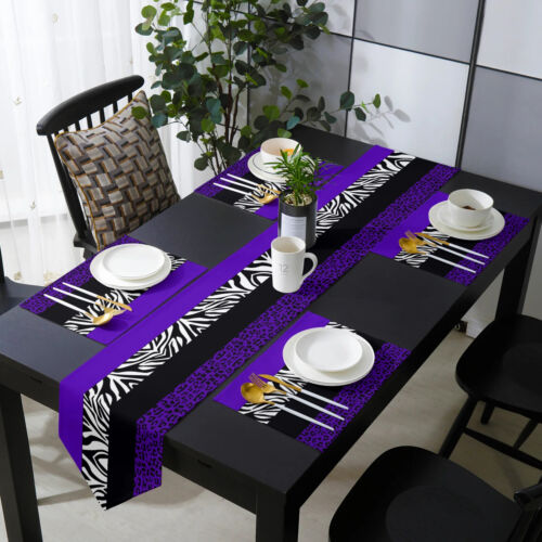 Modern Elegant Leopard Zebra Stripes Table Runner Placemat Set Home Table Decor - Picture 19 of 23